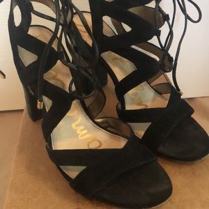 Sam Edelman Yardley suede laced sandals block heel